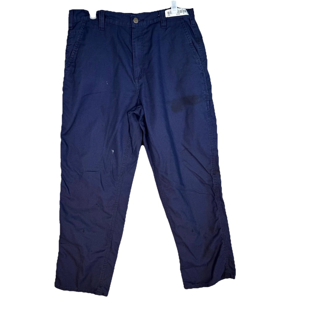 Carhartt Carpenter Pants Men 34x30 Navy Canvas Dungaree Fit Workwear 383-20